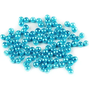 Dětské navlékací korálky Skleněné voskové perly Ø4 mm, malé, 67A tyrkys mořský