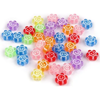 Korálek Plastové korálky květ Ø11 mm Varianta: 1 mix transparent, Balení: 10 g