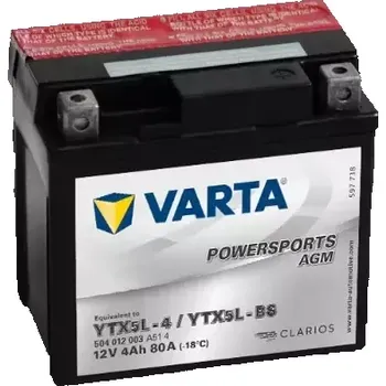 Autobaterie VARTA 4Ah P, s.p.80A, POWERSPORTS AGM, 12V, 114x71x106 VT 504012003A514
