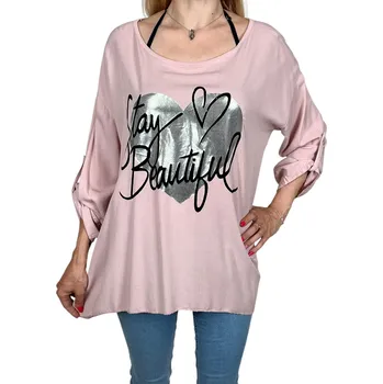 Dámská halenka Italy Moda Dámská růžová halenka s dlouhým rukávem STAY Barva: Růžová