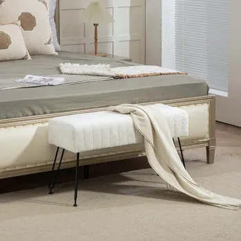 Botník Čalouněná lavice na boty 82x30x47 cm | krémově bílá