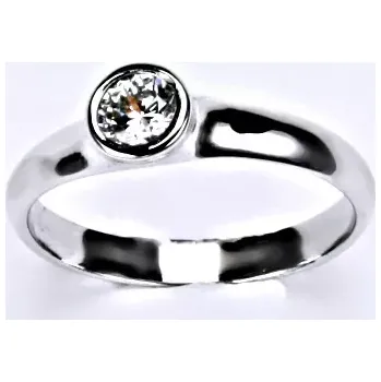 Prsten Zlatý prsten čirý zirkon - VR255 - bílé zlato (Prstýnek se zirkonem v bílém zlatě)