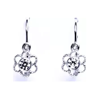 Náušnice Zlaté dětské náušnice kytičky čirý zirkon - VE197 bílé zlato (Dětské zlaté náušnice kytičky se zirkonem)