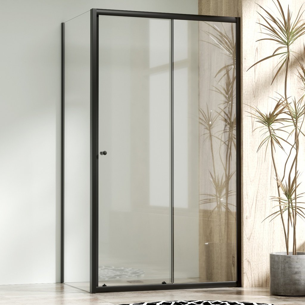 WellMall NICOL COMBI Black 90x80 čiré Sprchový kout s posuvnými dveřmi, skladem