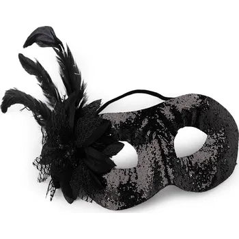 Karnevalová maska Karnevalová maska - škraboška s peřím, barva 2 černá