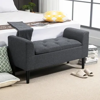 Taburet Lavice s úložným prostorem 116x44x58 cm | tmavě šedá