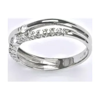 Prsten Zlatý zdobný prsten čiré zirkony - T1406 - bílé zlato (Prstýnek se zirkonem v bílém zlatě)