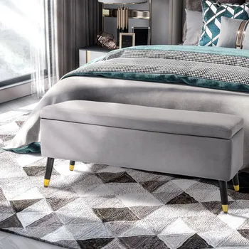 Čalouněná lavice s úložným prostorem 110 x 43 x 45 cm | popelavě šedá