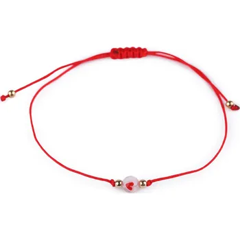 Náramek Náramek shamballa srdíčko, malé, červená růžová světlá