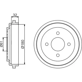 Brzdový buben BOSCH Brzdový buben - 180 mm BO 0986477164