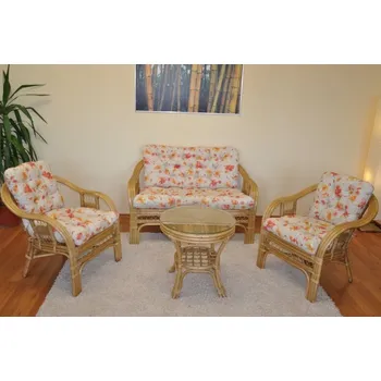 Zahradní sestava Ratanová sedací souprava Rio De Janeiro 3+1 medová Motiv květiny