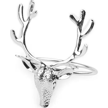 Vánoční dekorace Kovový kroužek na ubrousek vánoční jelen, malé, 1 stříbrná