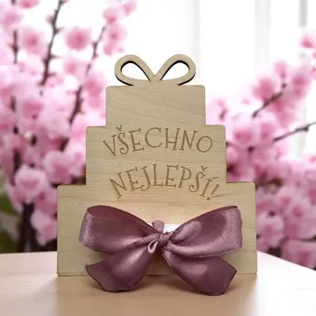 Dárková krabička Dřevěná karta na peníze Dort