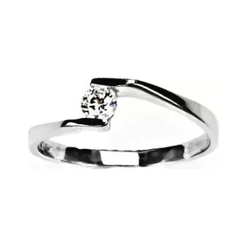 Prsten Zlatý prsten čirý zirkon - VR214 - bílé zlato (Prstýnek se zirkonem v bílém zlatě)