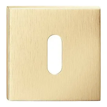 Dveřní kování Rozeta na klíč hranatá mosaz kartáčovaný slim - komplet 2ks