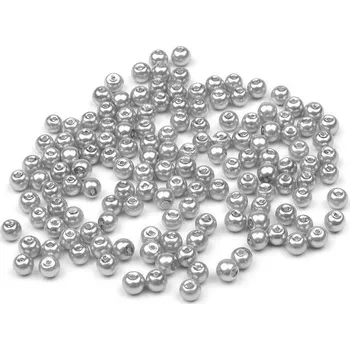 Dětské navlékací korálky Skleněné voskové perly Ø4 mm, malé, 18B stříbrná světlá