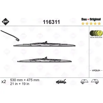 Stěrač SWF Sada stěračů se spojlerem Das Original - 530 + 475 mm SWF 116311