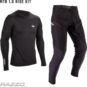 cyklistický dres Komplet na kolo LEATT MTB 1.0 Ride Kit Black 2025 kalhoty 32 / dres M