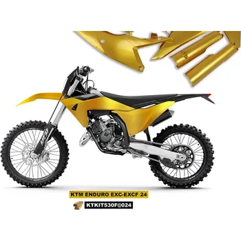 UFO sada plastů a kryty tlumičů KTM EXC 150 / 250 / 300 TBI 24-25, EXC-F 250 / 350 / 450 / 500 24-'25 (zlatá)