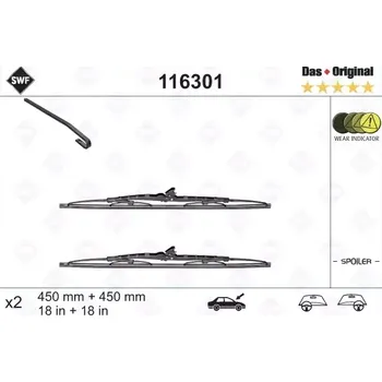 Stěrač SWF Sada stěračů se spojlerem Das Original - 450 + 450 mm SWF 116301