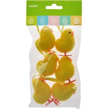 Velikonoční dekorace VELIKONOČNÍ PŘÍVĚSKY KUŘÁTKA 6 KS, 4.5 CM - VÝPRODEJ