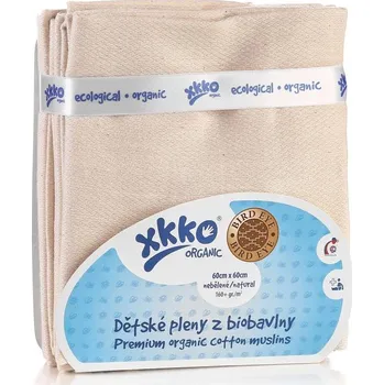 látková plena Pleny z biobavlny XKKO Organic 60x60 - Bird Eye Natural