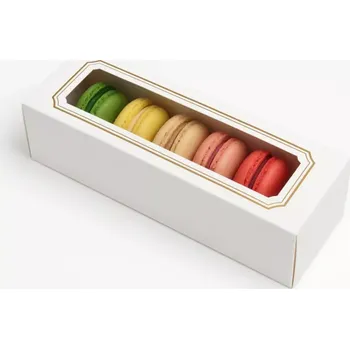 Krabička se zlatým rámečkem na 5 ks makronek 15,5x6,5x5,2 cm