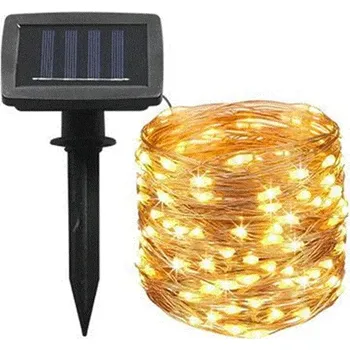 Zahradní dekorace Solar D152 Solární světelný drát 15 metrů 150 LED diod teplá bílá (Solární svítící drát)