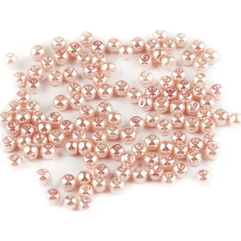 Dětské navlékací korálky Skleněné voskové perly Ø4 mm, malé, 43B pudrová