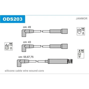Zapalovací kabel JANMOR Sada kabelů pro zapalování JNM ODS203