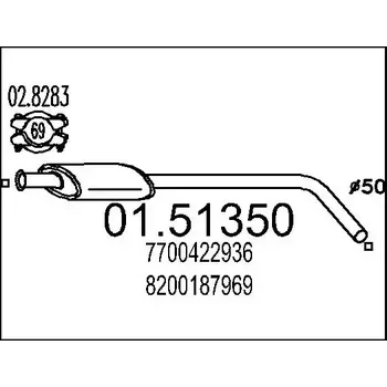 Auto-moto MTS Střední tlumič výfuku MTS 01.51350