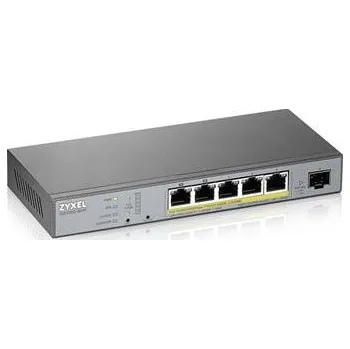 Switch Zyxel GS1350-6HP, 6 Port managed CCTV PoE switch, long range, 60W, 802.3BT (1 year NCC Pro pack license bundled) GS1350-6HP-EU01