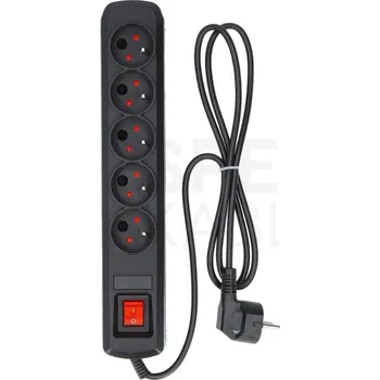 Prodlužovací kabel Napájecí lišta ARCON R5 s přepěťovou ochranou 5zásuvek, 3m , černá R5/30/CZ