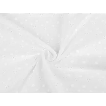 Bavlněná madeira s vyšívanými květy METRÁŽ - 1 bílá