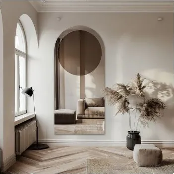 Zrcadlo Půloválné zrcadlo s kulatou hnědou zrcadlovou tabulí – MOCHA CHOCO