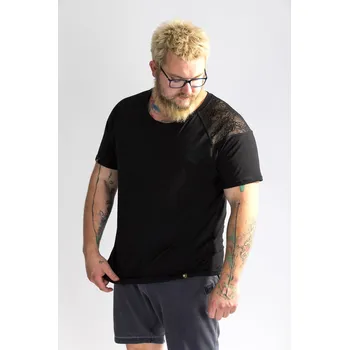 Pánské tričko GoldBee Pánské Tričko s Krajkou Black Barva: Black, Velikost: L