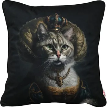Polštář Čtvercový polštář s kočkou s korunou 2