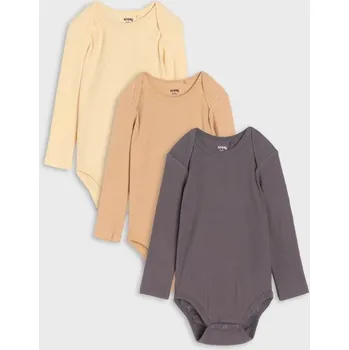 Sinsay - 3 balení bavlněných body s dlouhým rukávem - béžová - 769EM-02X - 769EM-02X-74