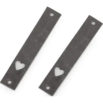 Kožený štítek srdce 12x70 mm - 7 šedá