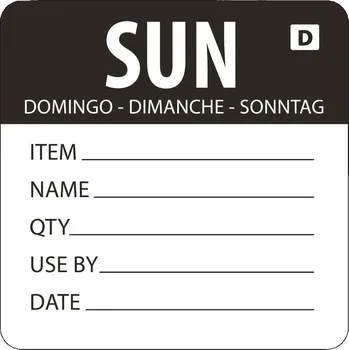 Vogue rozpustné štítky s označením dne v týdnu, Sunday 250 ks