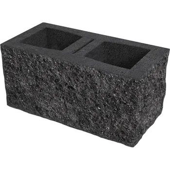 plotová tvarovka Tvárnice plotová štípaná DITON E bez fazety černá 200×400×190 mm