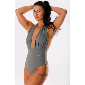 Dámské oblečení GoldBee Jednodílné Stahovací Plavky Brazilky Beton Grey Barva: Beton Grey, Velikost: L