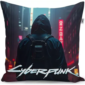 Polštář Dekorační polštář Cyberpunk 2077 Pohled do města - Sablio - 50x50 cm