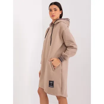 Dámské šaty Mikinové šaty RV-TU-9224.95P RELEVANCE Barva: Béžová - tmavě, Velikost: S/M
