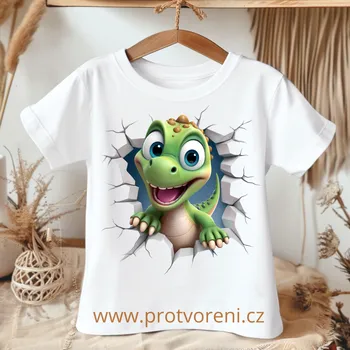 Trička s potiskem Tričko s potiskem, dětské, DINO V DÍŘE, 1 ks Velikost: 9/10 let Beagle