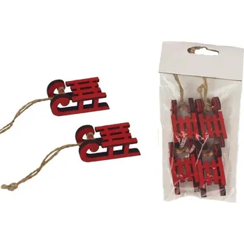 Vánoční dekorace Dekorační sáňky, 4 ks D4296-08 - 4,8 x 2 x 1,6 cm