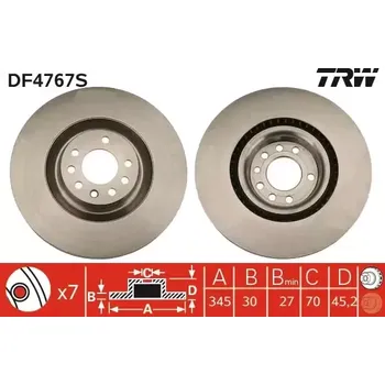 Brzdový kotouč TRW Brzdový kotouč - 345 mm TRW DF4767S