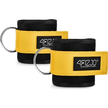 Chránič těla na box a bojový sporty 4FIZJO Pásky na kotníky ke kladce Ankle Strap 4FIZJO, 2 ks VŠECHNY VELIKOSTI ČERNÁ|ŽLUTÁ