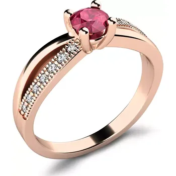 Prsten Dámský prsten růžové zlato 585/1000 přírodní diamant G/SI s rubín 10998-CV-RUB velikost 48