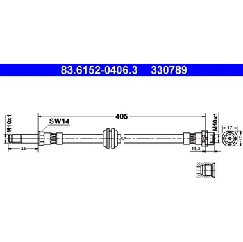 Brzdová hadice ATE Brzdová hadice - 405 mm AT 330789